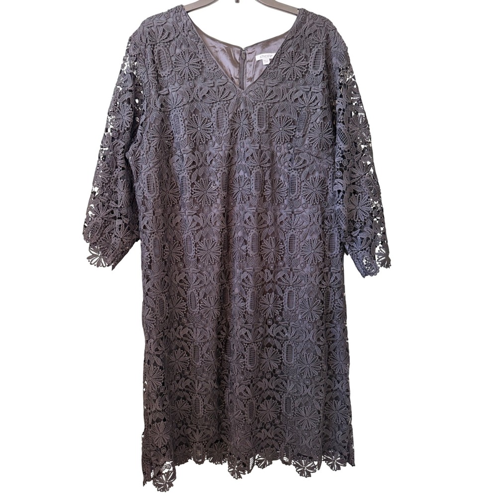 Chicos Short‎ Lace Dress Occasion Black Size 20 NWT